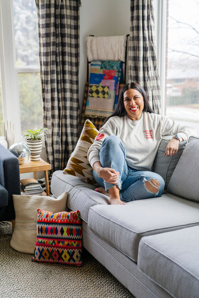 heart on sleeve pullover sweatshirt