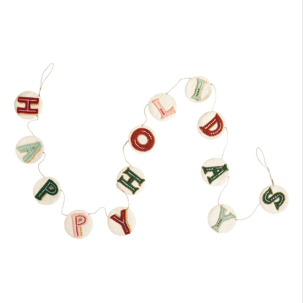 Vintage Happy Holidays Disc Garland